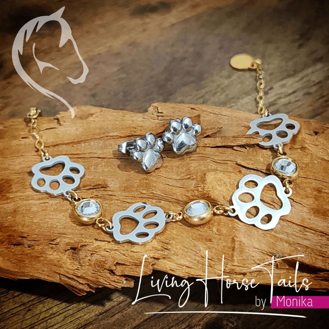 Living Horse Tails Paw print Stud Earrings Custom jewellery Monika Australia horsehair keepsake