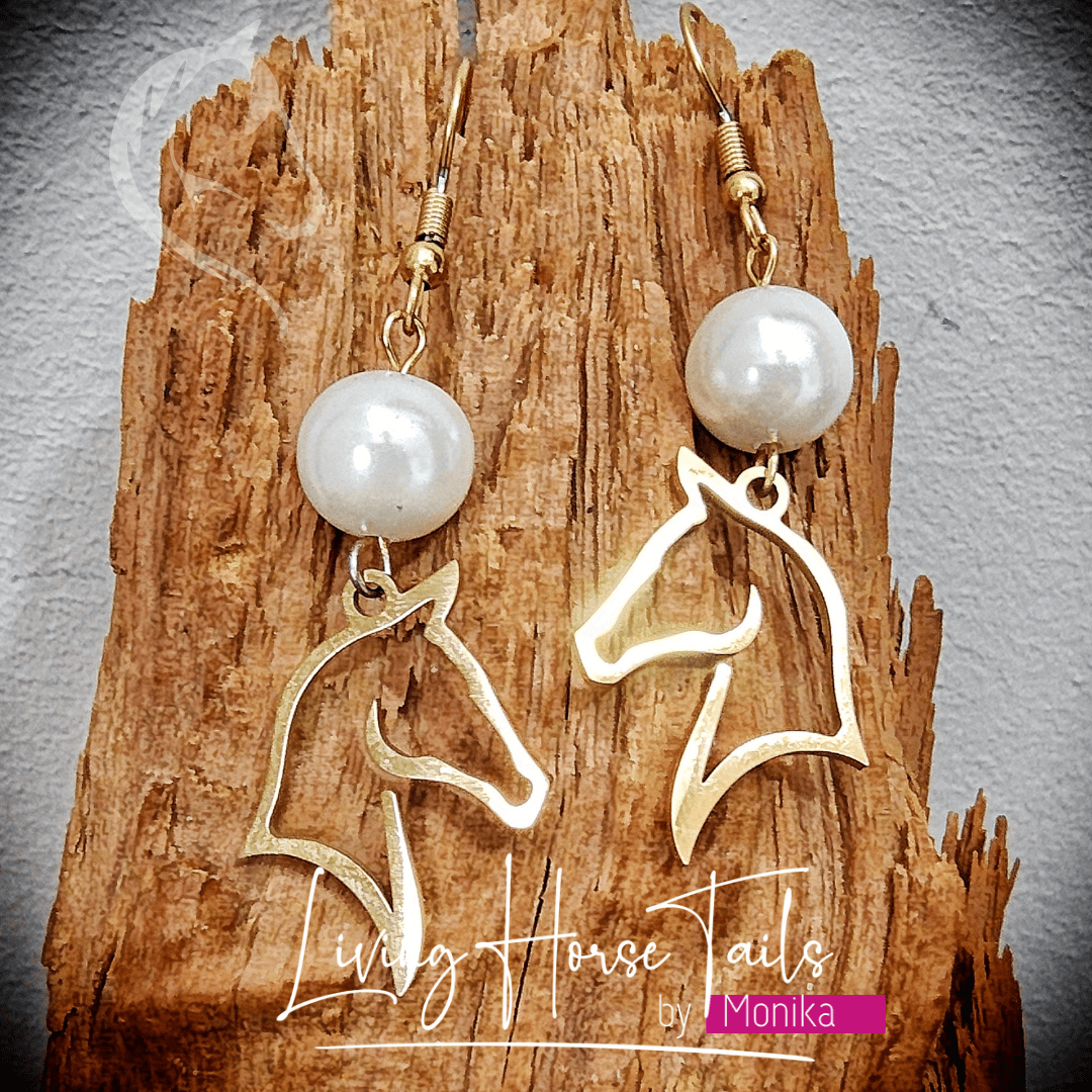 Living Horse Tails Pearl Horse Earrings Custom jewellery Monika Australia horsehair keepsake