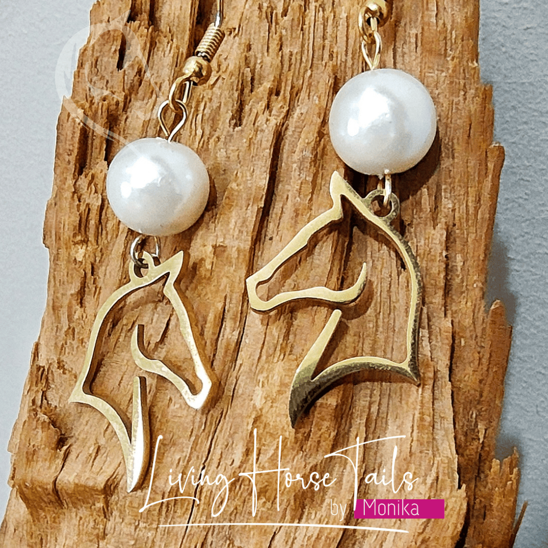 Living Horse Tails Pearl Horse Earrings Custom jewellery Monika Australia horsehair keepsake