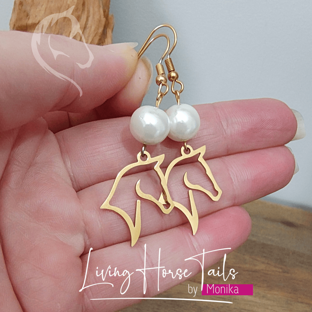 Living Horse Tails Pearl Horse Earrings Custom jewellery Monika Australia horsehair keepsake