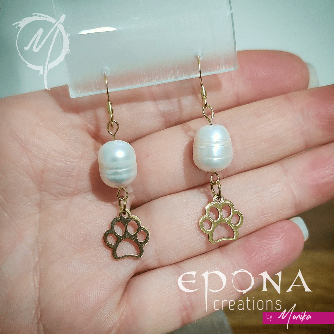 Pearl Paw print Earrings