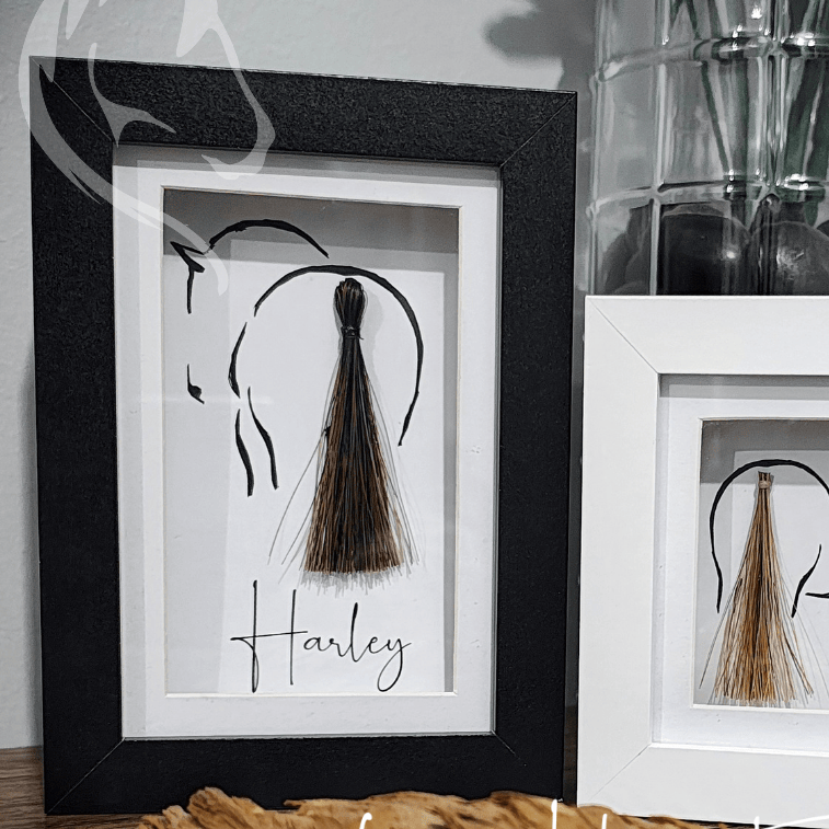 Living Horse Tails Shadow Box Picture Frame Keepsake with Horsehair Custom jewellery Monika Australia horsehair keepsake