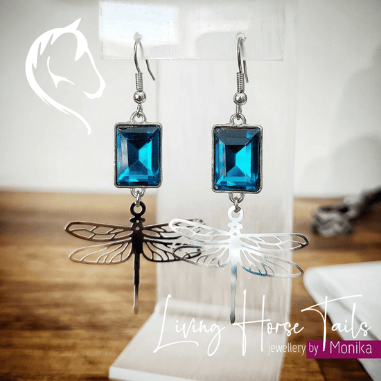 Living Horse Tails Shimmering Dragonfly Earrings Custom jewellery Monika Australia horsehair keepsake