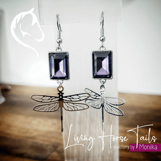 Living Horse Tails Shimmering Dragonfly Earrings Custom jewellery Monika Australia horsehair keepsake