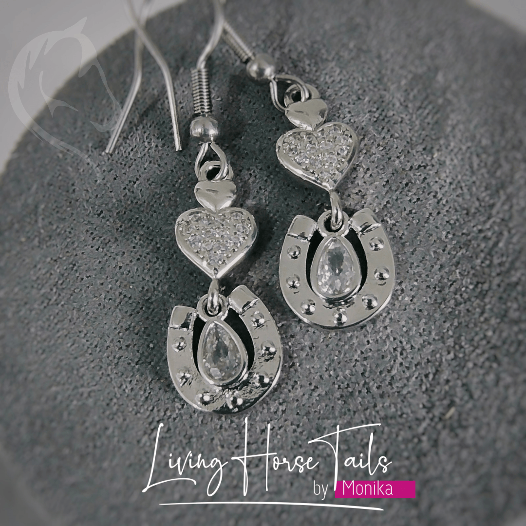 Living Horse Tails Shimmering Horseshoe Earrings Custom jewellery Monika Australia horsehair keepsake
