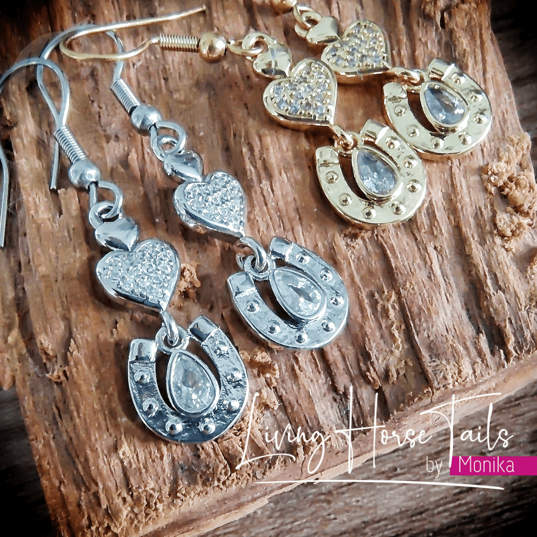 Living Horse Tails Shimmering Horseshoe Earrings Custom jewellery Monika Australia horsehair keepsake