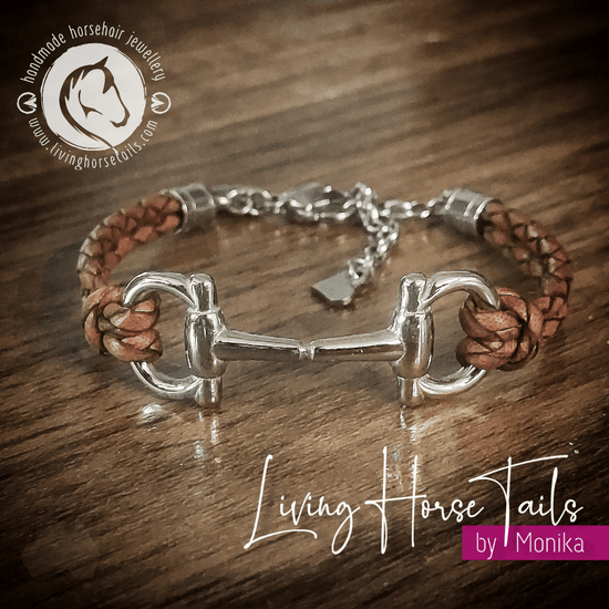 Living Horse Tails Snaffle bit and Leather bracelet Custom jewellery Monika Australia horsehair keepsake