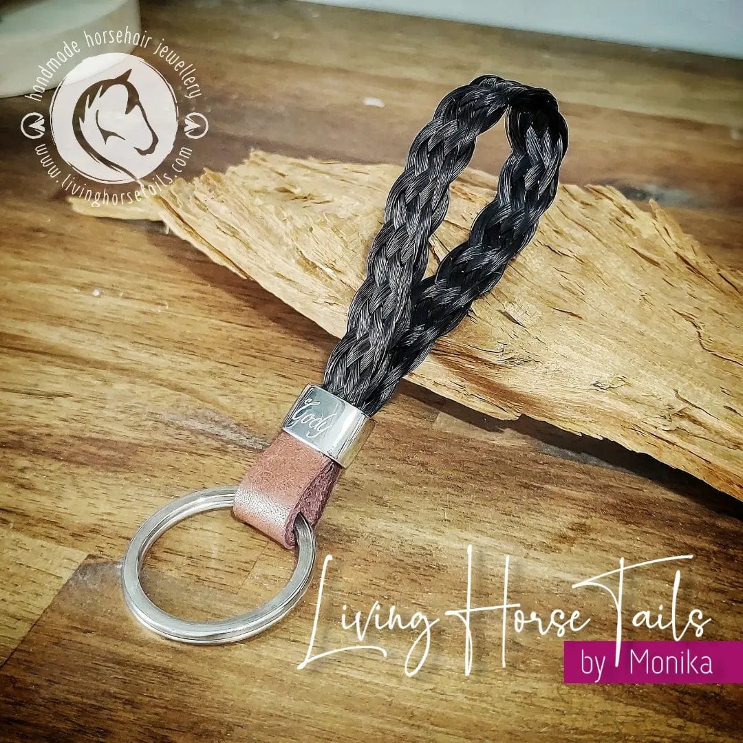 Living Horse Tails Stainless Steel Horsehair Keyring Fob Custom jewellery Monika Australia horsehair keepsake
