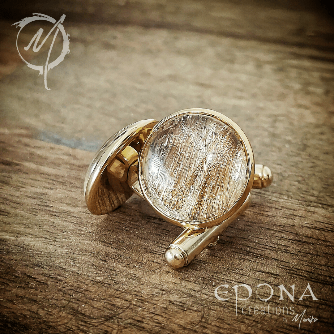 Living Horse Tails Stainless Steel Keepsake Cufflinks Custom jewellery Monika Australia horsehair keepsake
