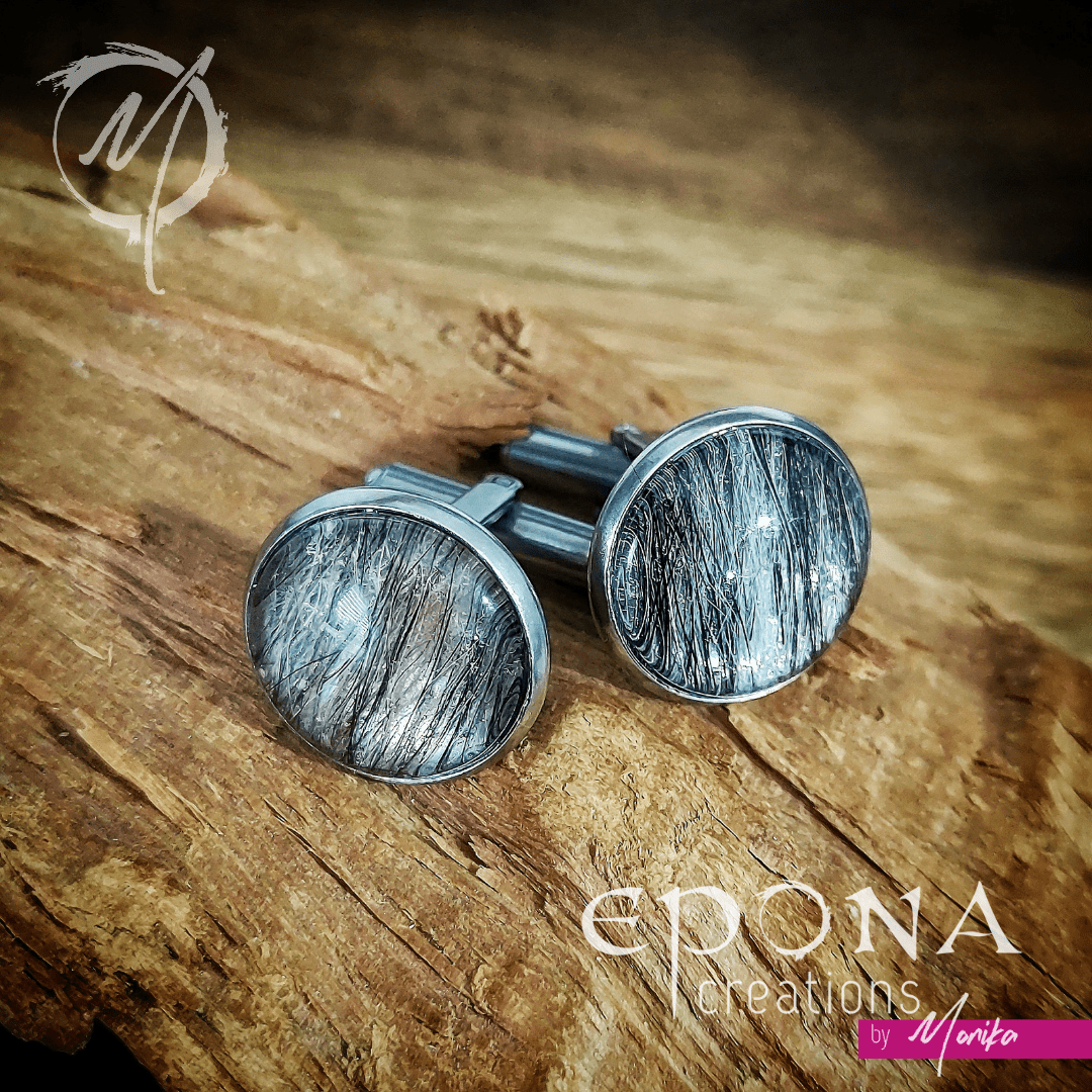 Living Horse Tails Stainless Steel Keepsake Cufflinks Custom jewellery Monika Australia horsehair keepsake