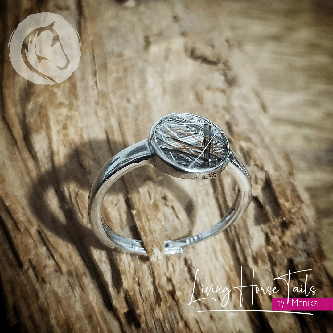 Living Horse Tails Sterling Silver Adjustable Resin Ring Custom jewellery Monika Australia horsehair keepsake