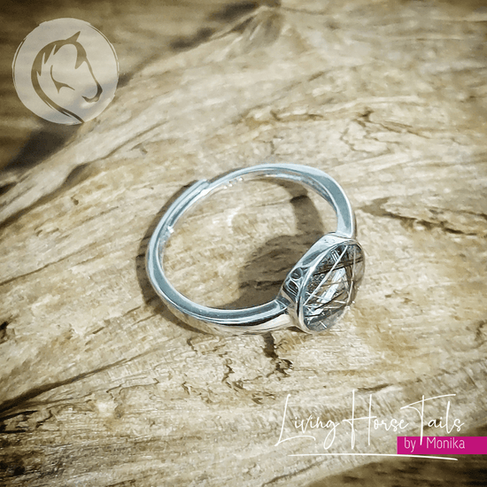 Living Horse Tails Sterling Silver Adjustable Resin Ring Custom jewellery Monika Australia horsehair keepsake