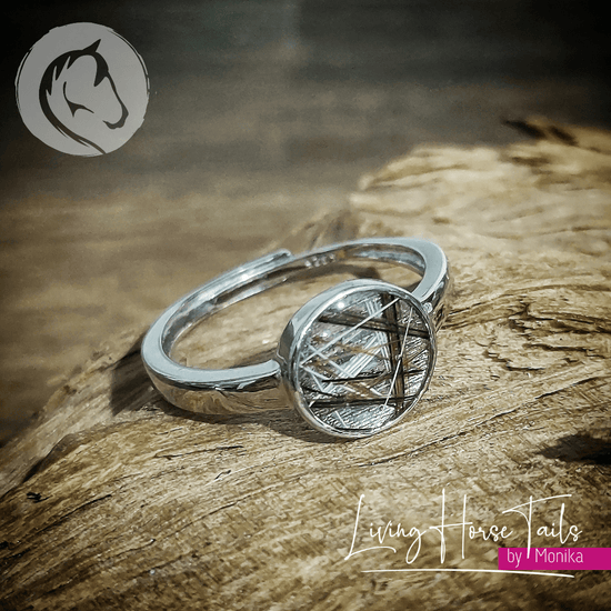 Living Horse Tails Sterling Silver Adjustable Resin Ring Custom jewellery Monika Australia horsehair keepsake