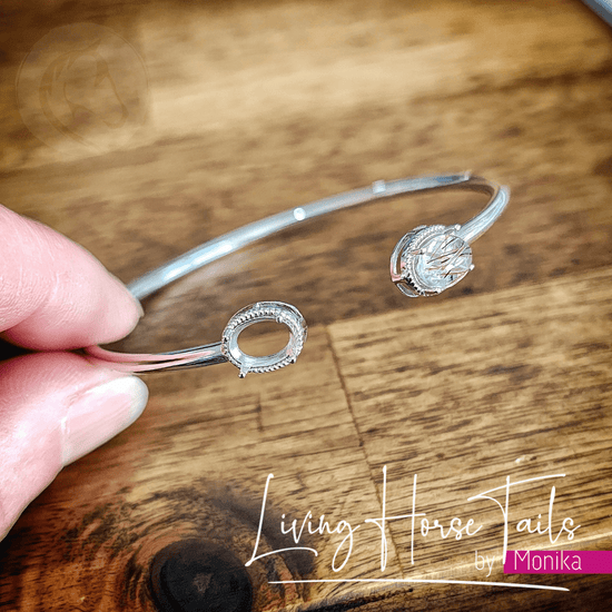 Living Horse Tails Sterling Silver and resin Double end Cuff / Bangle Custom jewellery Monika Australia horsehair keepsake