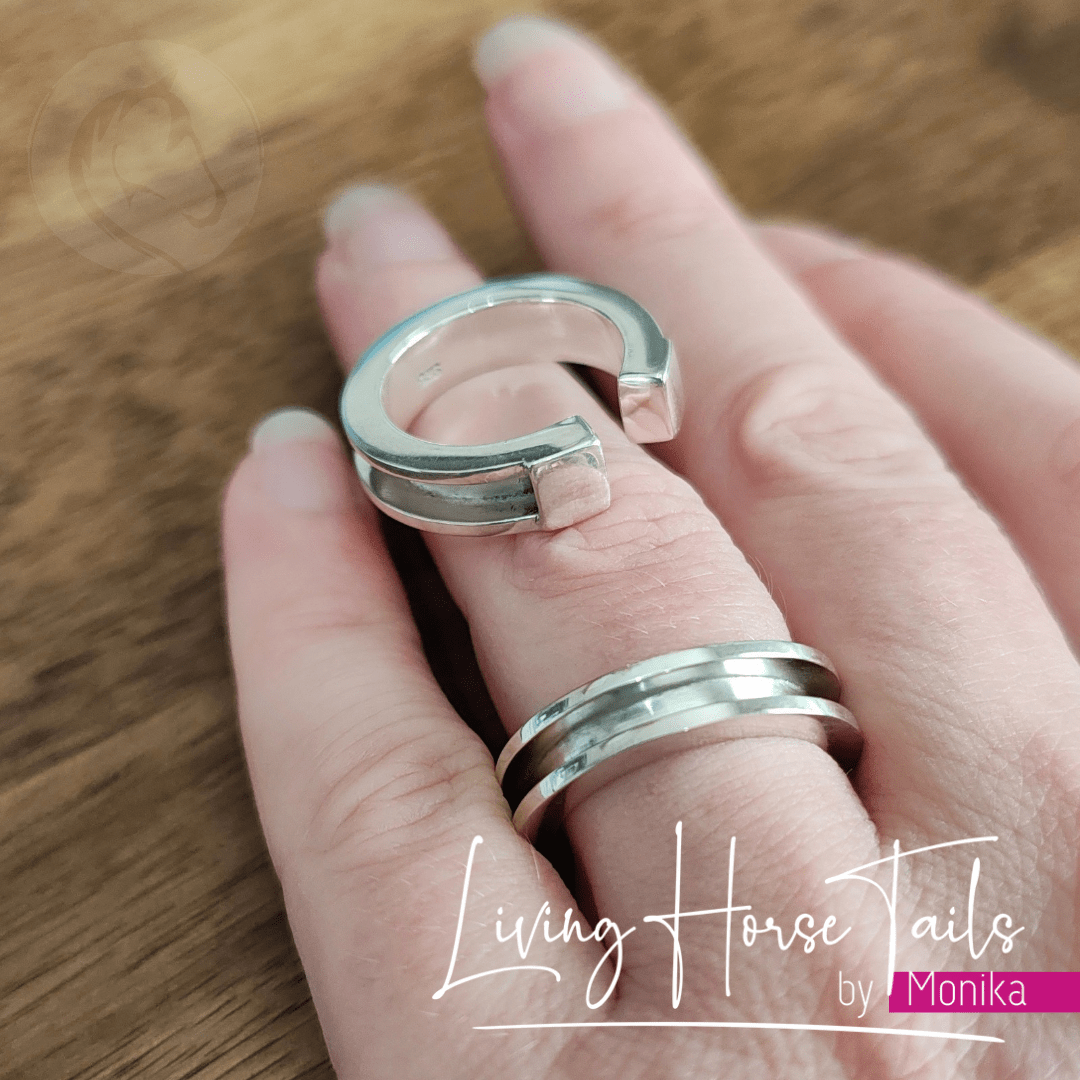 Living Horse Tails Sterling Silver Braided Horsehair CUFF Ring Custom jewellery Monika Australia horsehair keepsake
