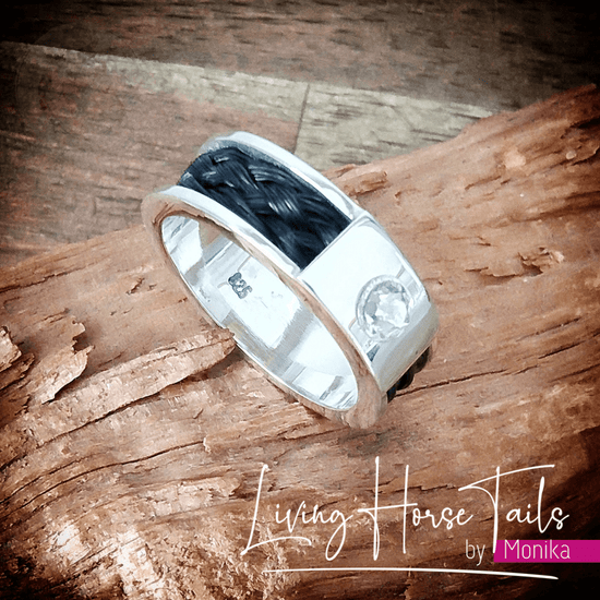 Living Horse Tails Sterling Silver Braided Horsehair Ring Type 2 Custom jewellery Monika Australia horsehair keepsake