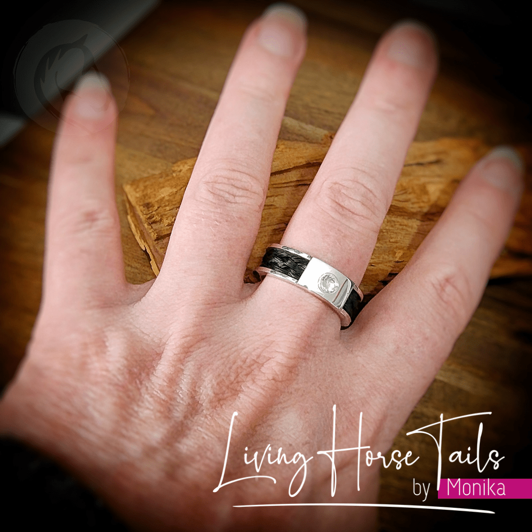 Living Horse Tails Sterling Silver Braided Horsehair Ring Type 2 Custom jewellery Monika Australia horsehair keepsake