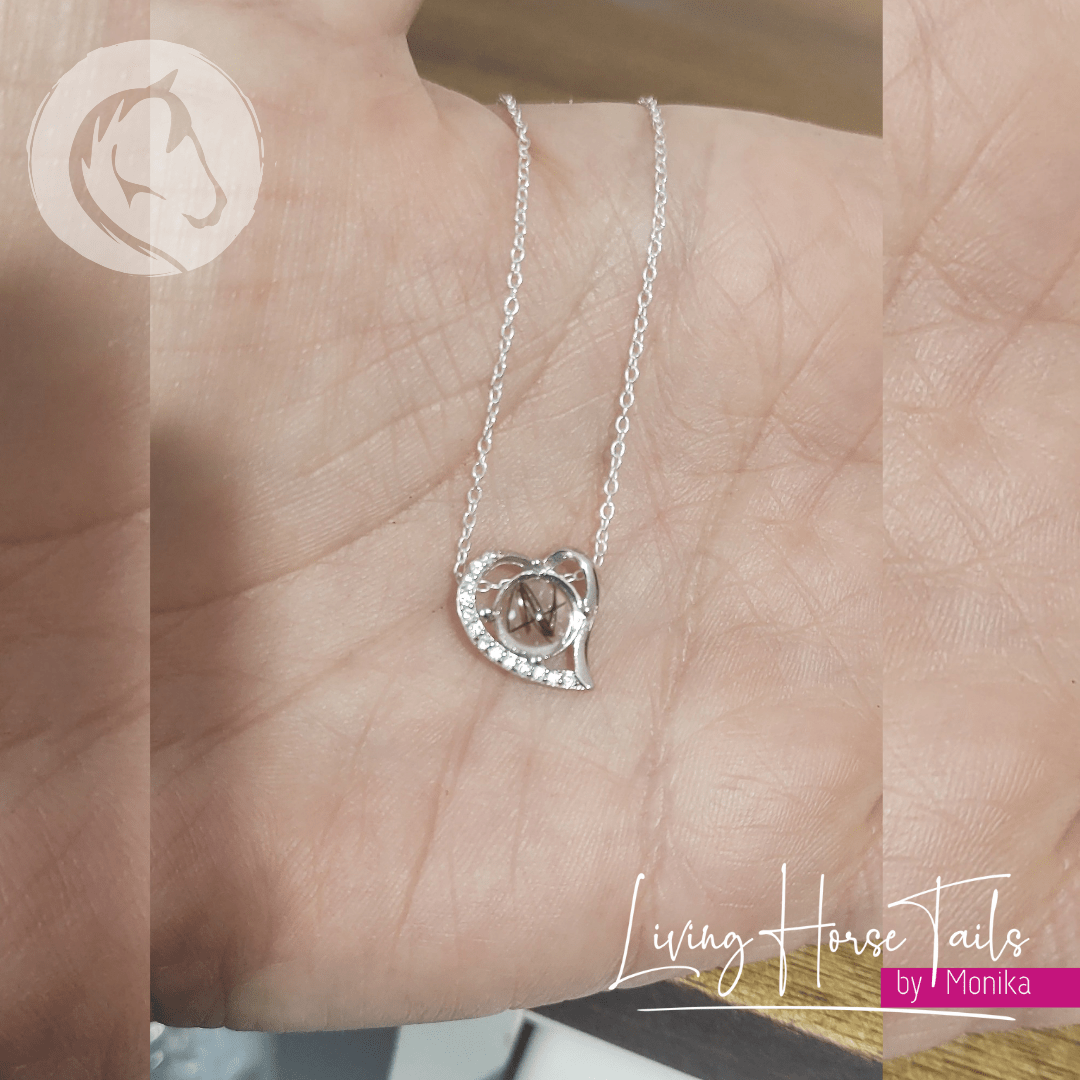 Living Horse Tails Sterling Silver Heart Resin Pendant Necklace Custom jewellery Monika Australia horsehair keepsake