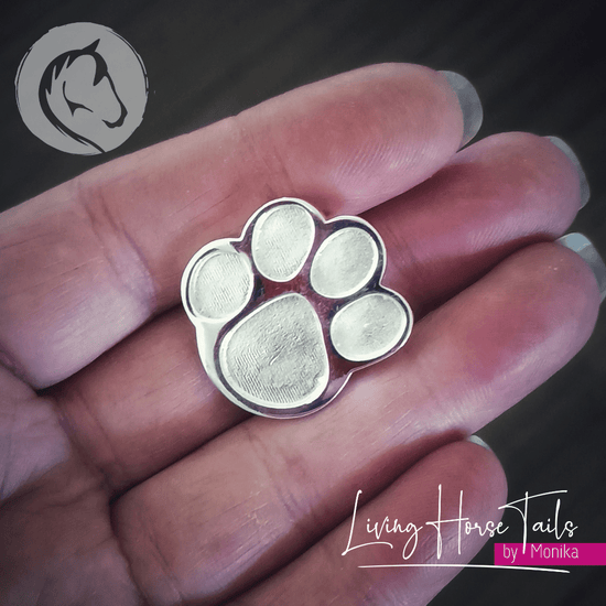 Load image into Gallery viewer, Living Horse Tails Sterling Silver Resin Paw Brooch Pin inlaid with Pet hair Custom jewellery Monika Australia horsehair keepsake
