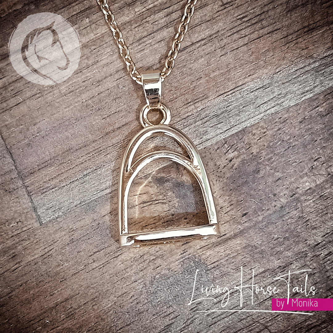 Living Horse Tails Stirrup Earrings and Necklace Custom jewellery Monika Australia horsehair keepsake