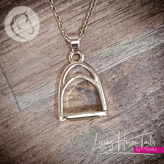 Living Horse Tails Stirrup Earrings and Necklace Custom jewellery Monika Australia horsehair keepsake