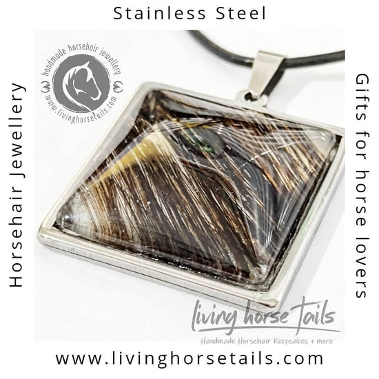 Living Horse Tails Unisex steel horse hair keepsake pendant Custom jewellery Monika Australia horsehair keepsake