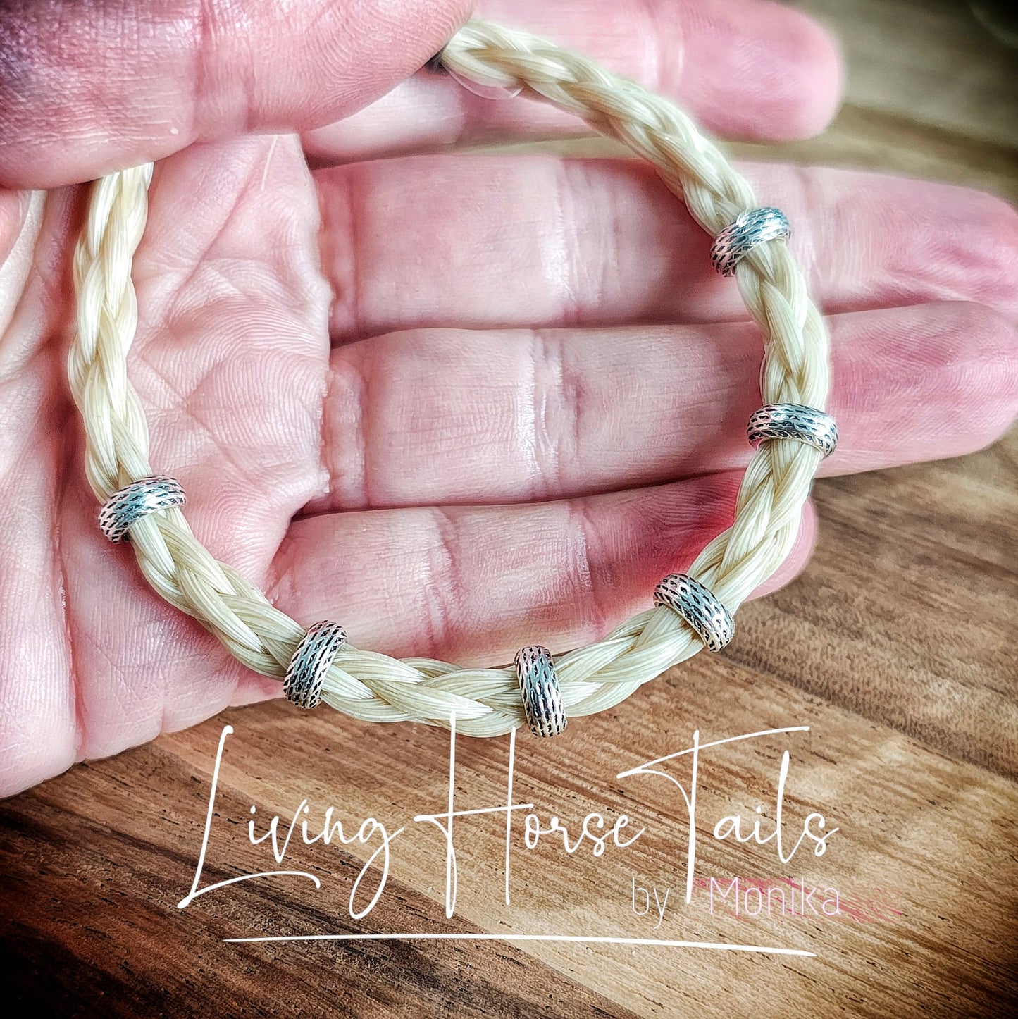 Living Horse Tails Viking Bangle Style Braided Horse Hair Bracelet with Silver Custom jewellery Monika Australia horsehair keepsake