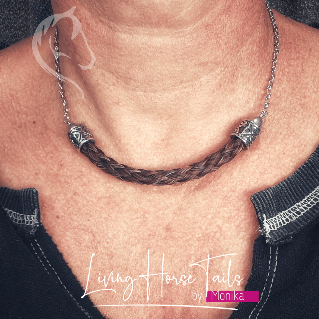 Living Horse Tails Viking Horsehair and Stainless Steel Necklace Custom jewellery Monika Australia horsehair keepsake