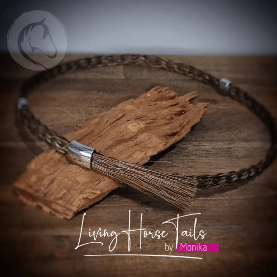 Living Horse Tails Wide Horsehair Braided Hatband with adjustable sliding Tassle Custom jewellery Monika Australia horsehair keepsake