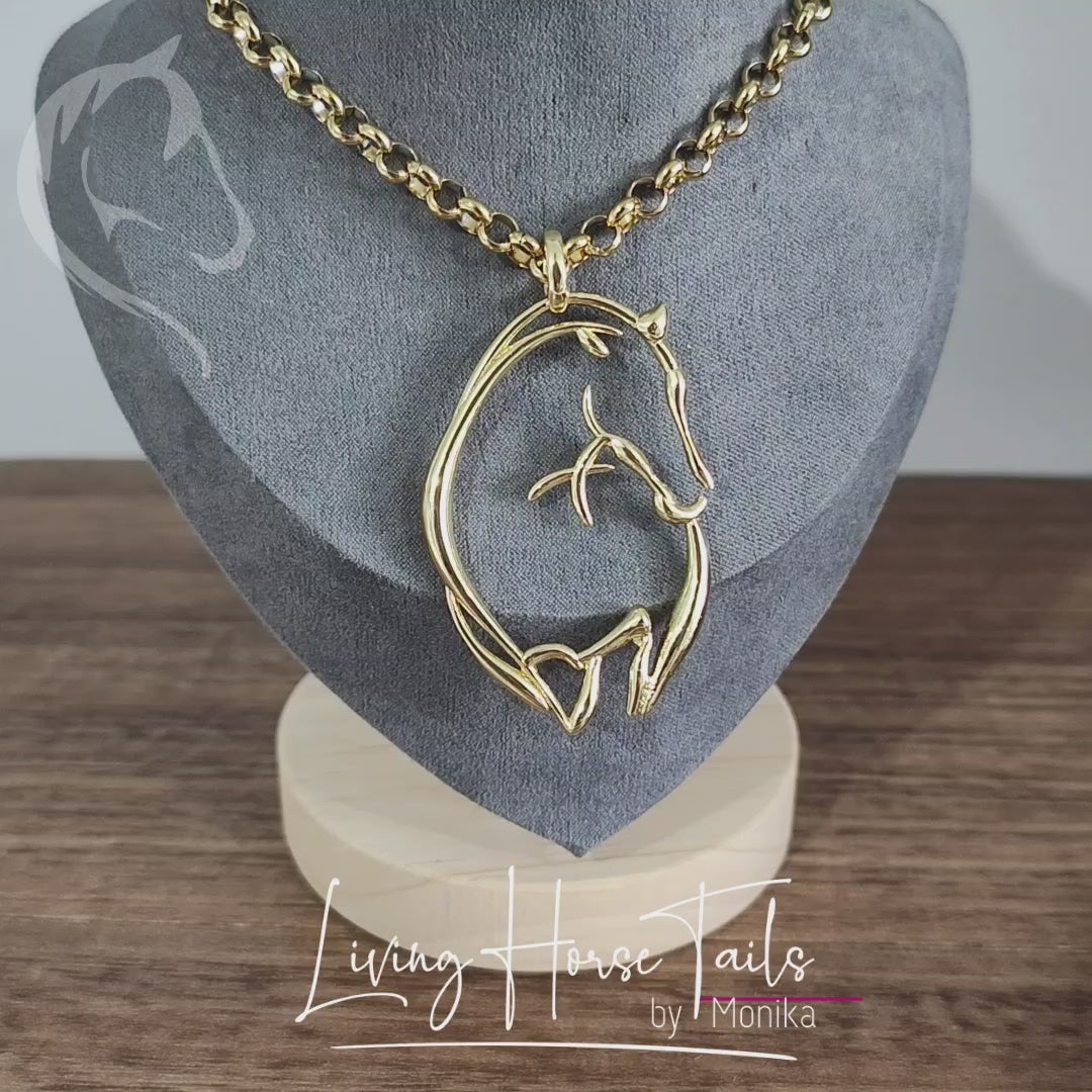 Load and play video in Gallery viewer, Bold Gold Horse Necklace
