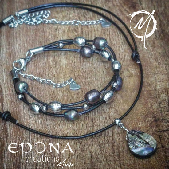 Epona Creations | by Monika - Jewellery and Design Freshwater pearl, Paua shell , stainless steel and leather Custom jewellery Monika Australia horsehair keepsake