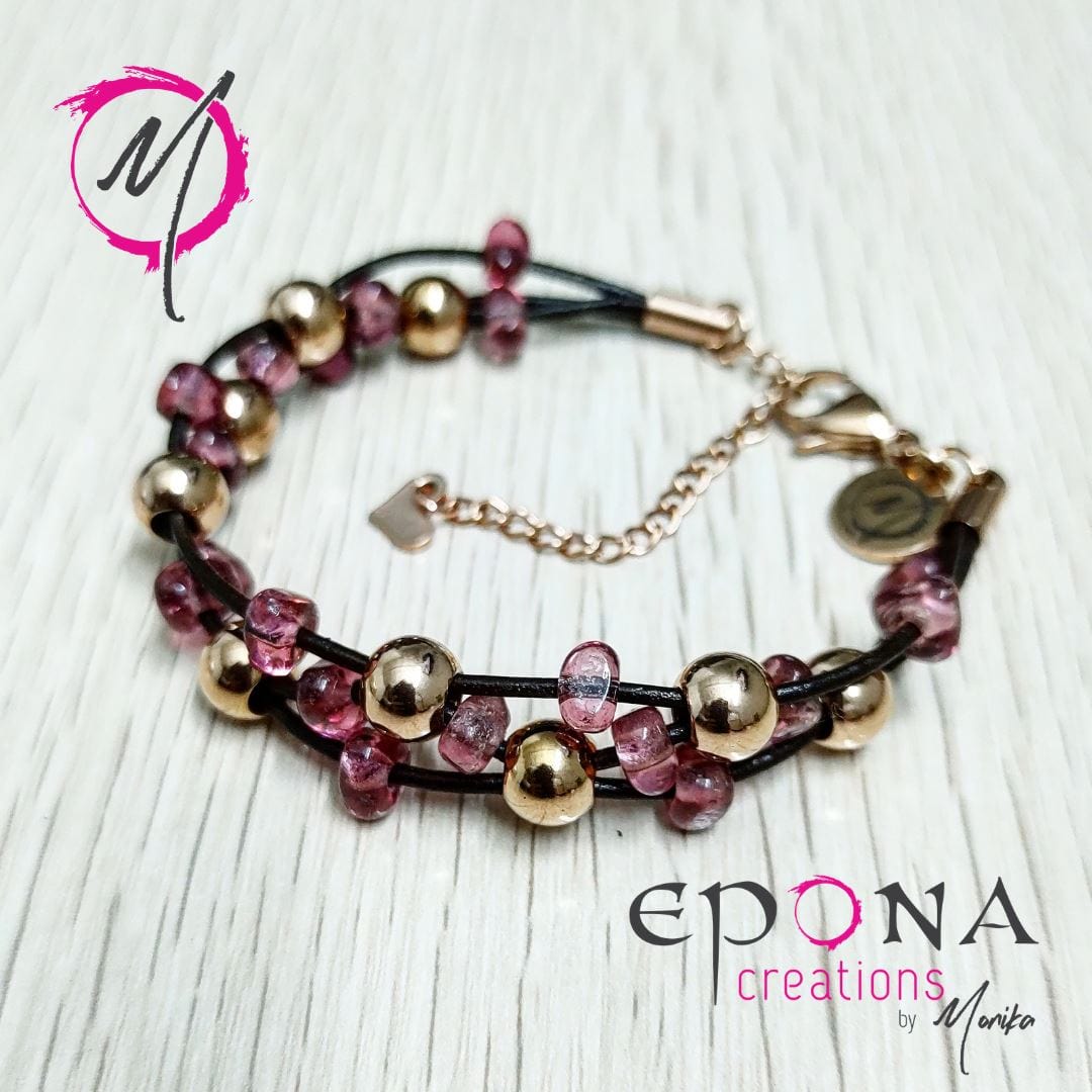 Load image into Gallery viewer, Epona Creations | by Monika - Jewellery and Design Rose gold and pink, stainless steel, leather, bracelet, earrings or necklace Custom jewellery Monika Australia horsehair keepsake
