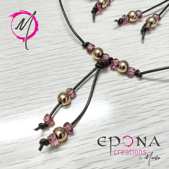 Load image into Gallery viewer, Epona Creations | by Monika - Jewellery and Design Rose gold and pink, stainless steel, leather, bracelet, earrings or necklace Custom jewellery Monika Australia horsehair keepsake
