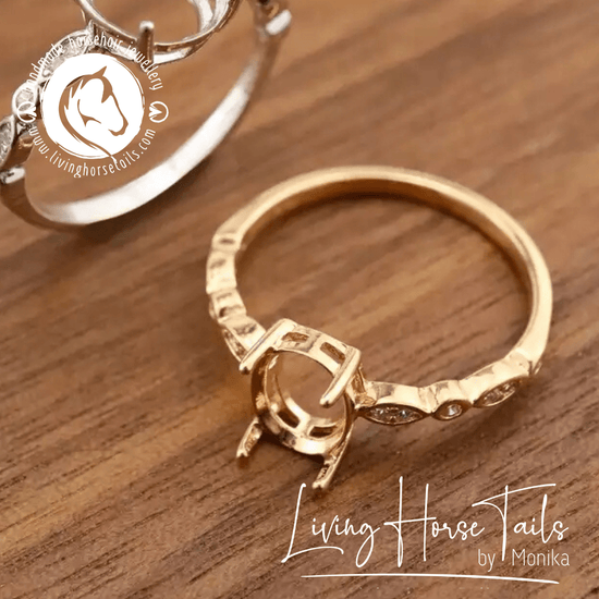 Load image into Gallery viewer, Living Horse Tails 14k Solid Gold and Moissanite Ring Style 4 Custom jewellery Monika Australia horsehair keepsake
