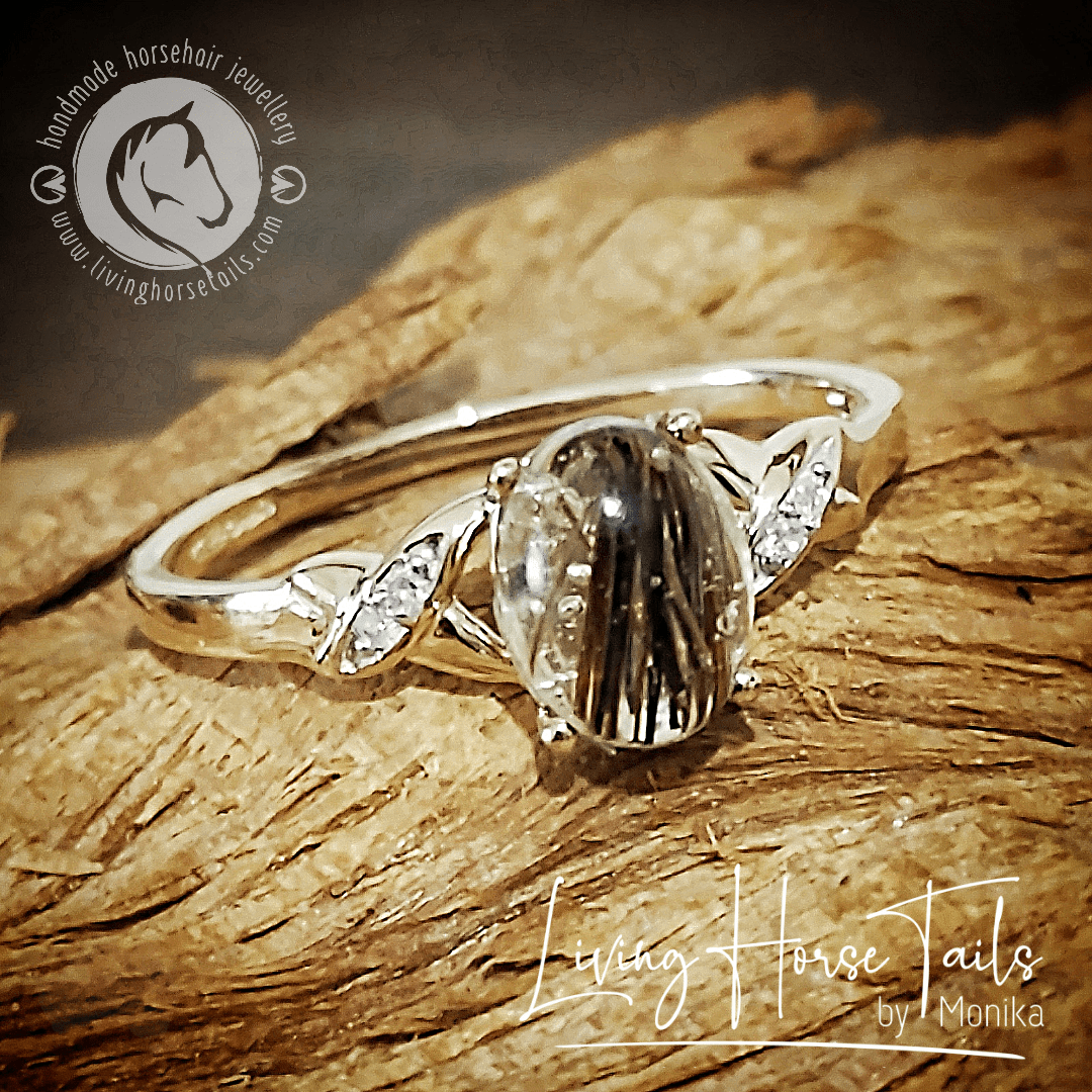 Living Horse Tails 9k Solid Gold and Diamond horse hair ring Custom jewellery Monika Australia horsehair keepsake