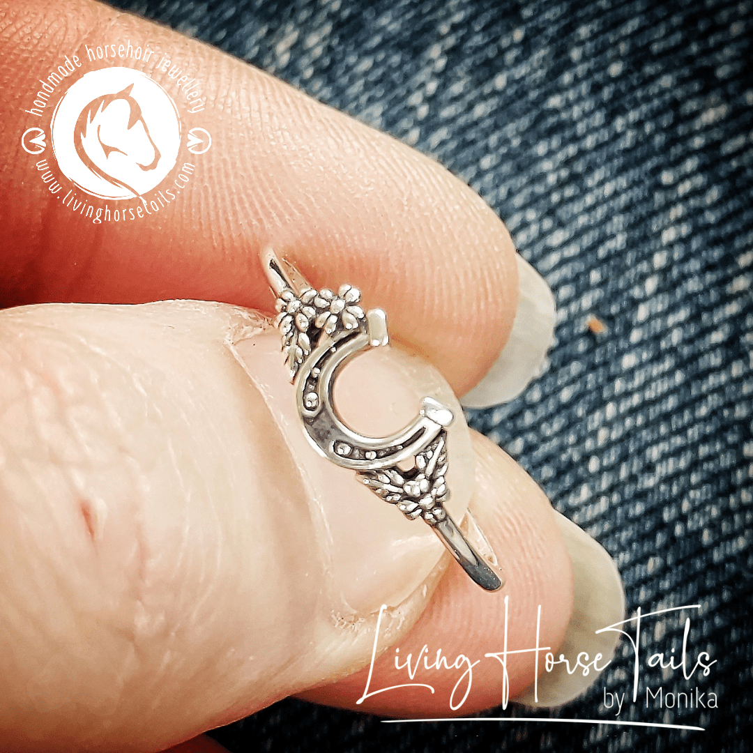 Antique Sterling Silver Horseshoe Ring Living Horse Tails Jewellery by Monika