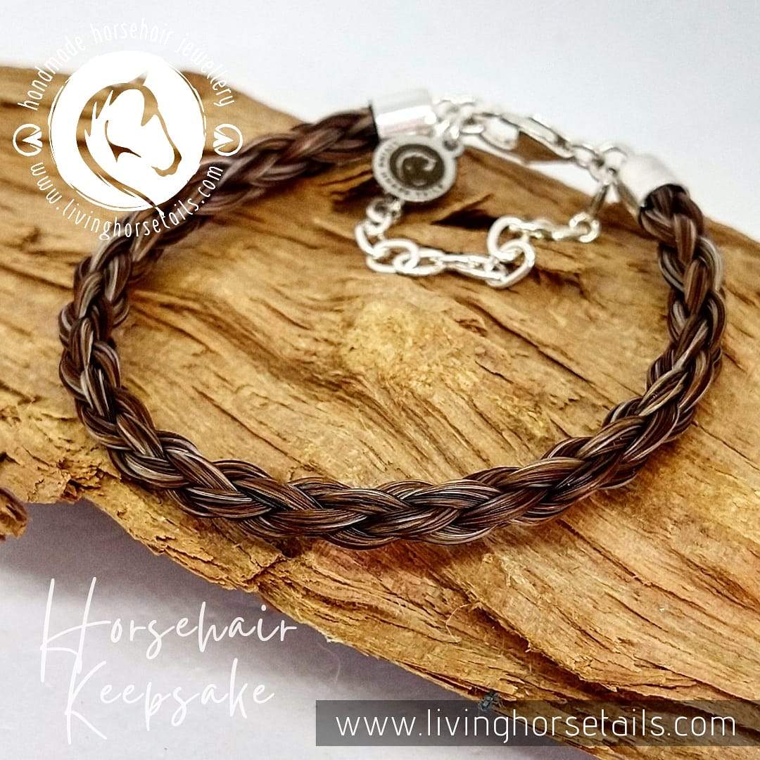 Load image into Gallery viewer, Braided Horsehair Bracelet in Sterling Silver with drop or clasp Bracelet Living Horse Tails Handmade Jewellery Custom Horse Hair Keepsakes Australia  Edit alt text
