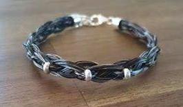 Living Horse Tails Celtic Braid Horse Hair Bracelet with Sterling Silver Beads. Custom jewellery Monika Australia horsehair keepsake