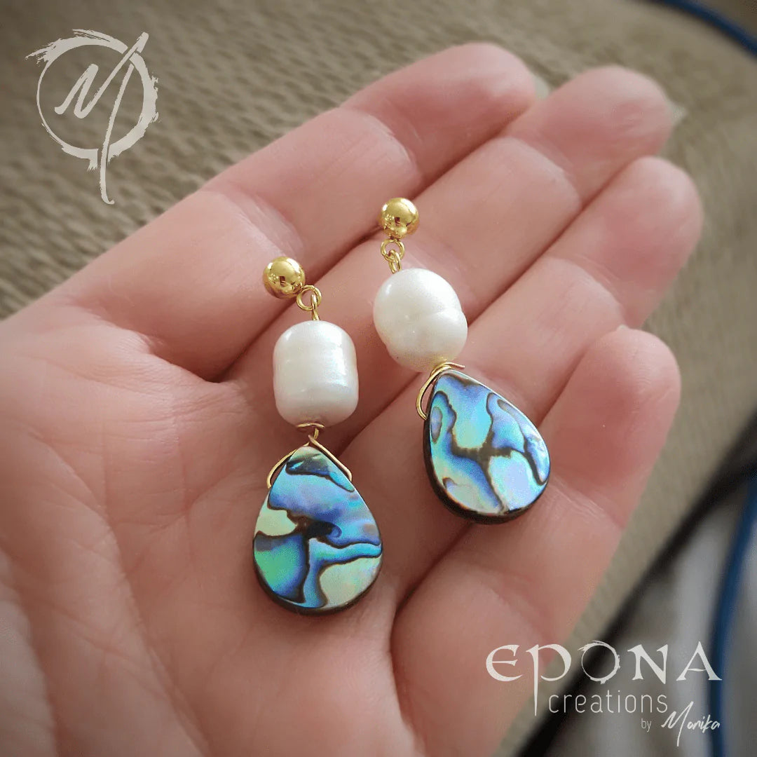 Living Horse Tails Copy of Freshwater pearls and Paua shell earrings Custom jewellery Monika Australia horsehair keepsake