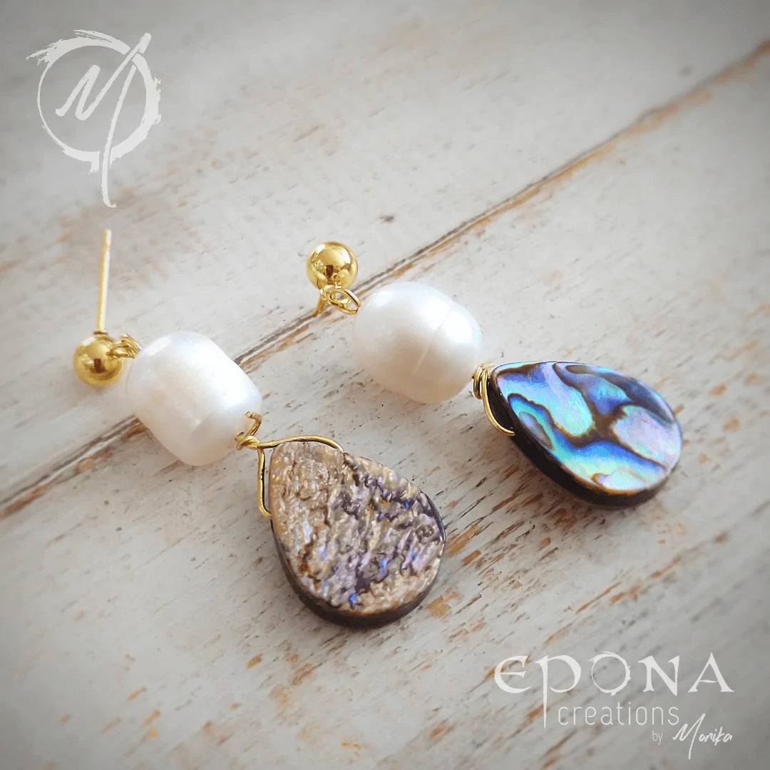 Living Horse Tails Copy of Freshwater pearls and Paua shell earrings Custom jewellery Monika Australia horsehair keepsake