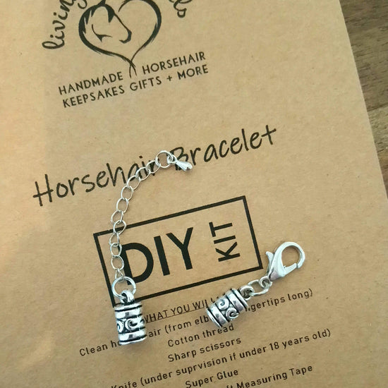 DIY Horsehair Bracelet Kit in Stainless Steel (Silver). Heart Bead