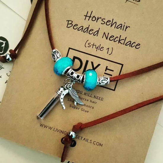 Load image into Gallery viewer, Wholesale DIY Kit for Horsehair Beaded Necklace with Acrylic Bead Bracelet Turquoise Blue DIY-NEC-ACR-TURQ Living Horse Tails Handmade Jewellery Custom Horse Hair Keepsakes Australia
