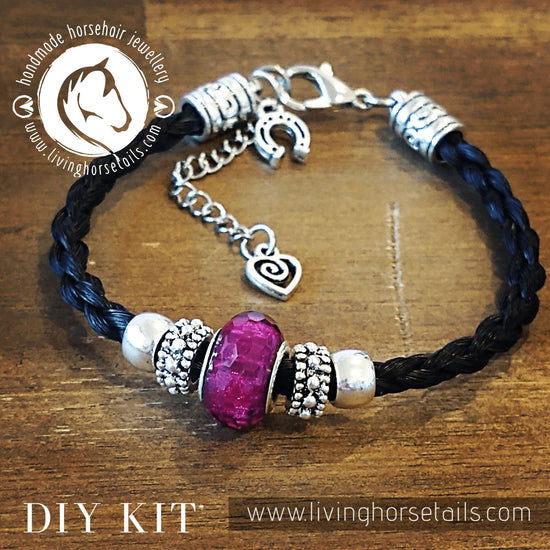 DIY Kit for Horsehair Braided Bracelet with Acrylic Bead + BONUS CHARM AND BEADS Bracelet Living Horse Tails Handmade Jewellery Custom Horse Hair Keepsakes Australia