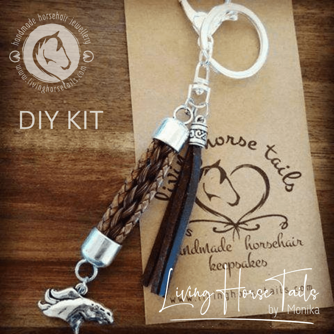 Living Horse Tails DIY KIT Keyring with Horsehair. Make your own (D) Custom jewellery Monika Australia horsehair keepsake