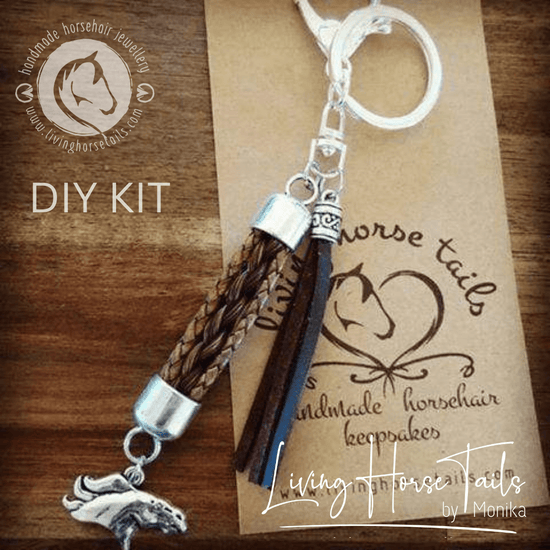 Living Horse Tails DIY KIT Keyring with Horsehair. Make your own (D) Custom jewellery Monika Australia horsehair keepsake