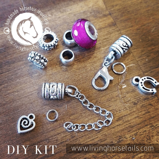 Living Horse Tails Double Up Kit - Make Your Own Horsehair Bracelet and Key Ring / Bag Clip Custom jewellery Monika Australia horsehair keepsake