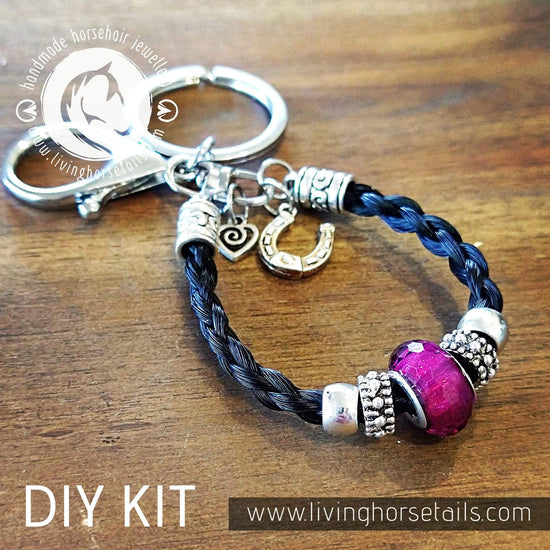 Double Up Kit - Make Your Own Horsehair Bracelet and Key Ring BONUS BEADS + CHARM Living Horse Tails Handmade Jewellery Custom Horse Hair Keepsakes Australia