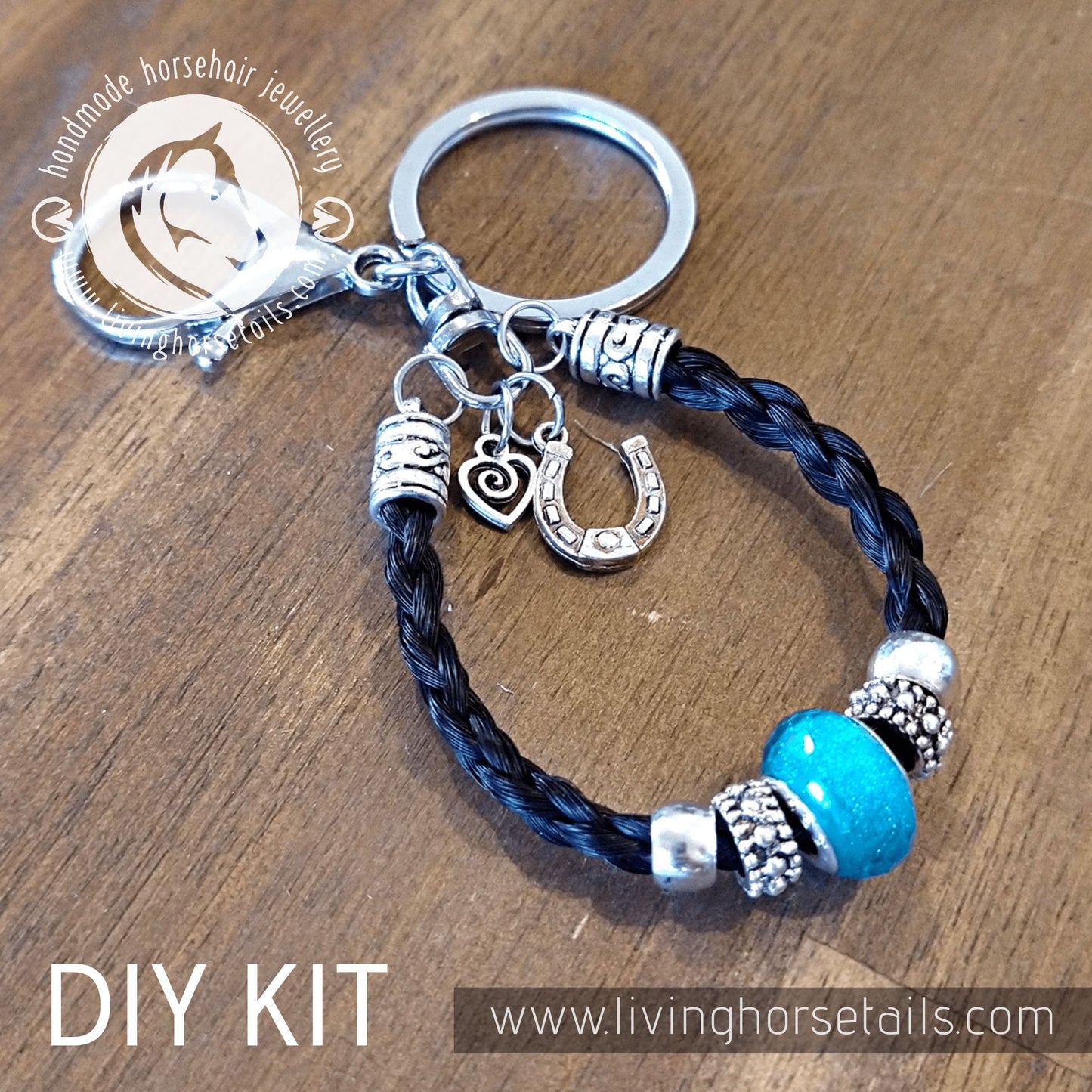 Double Up Kit - Make Your Own Horsehair Bracelet and Key Ring BONUS BEADS + CHARM Living Horse Tails Handmade Jewellery Custom Horse Hair Keepsakes Australia