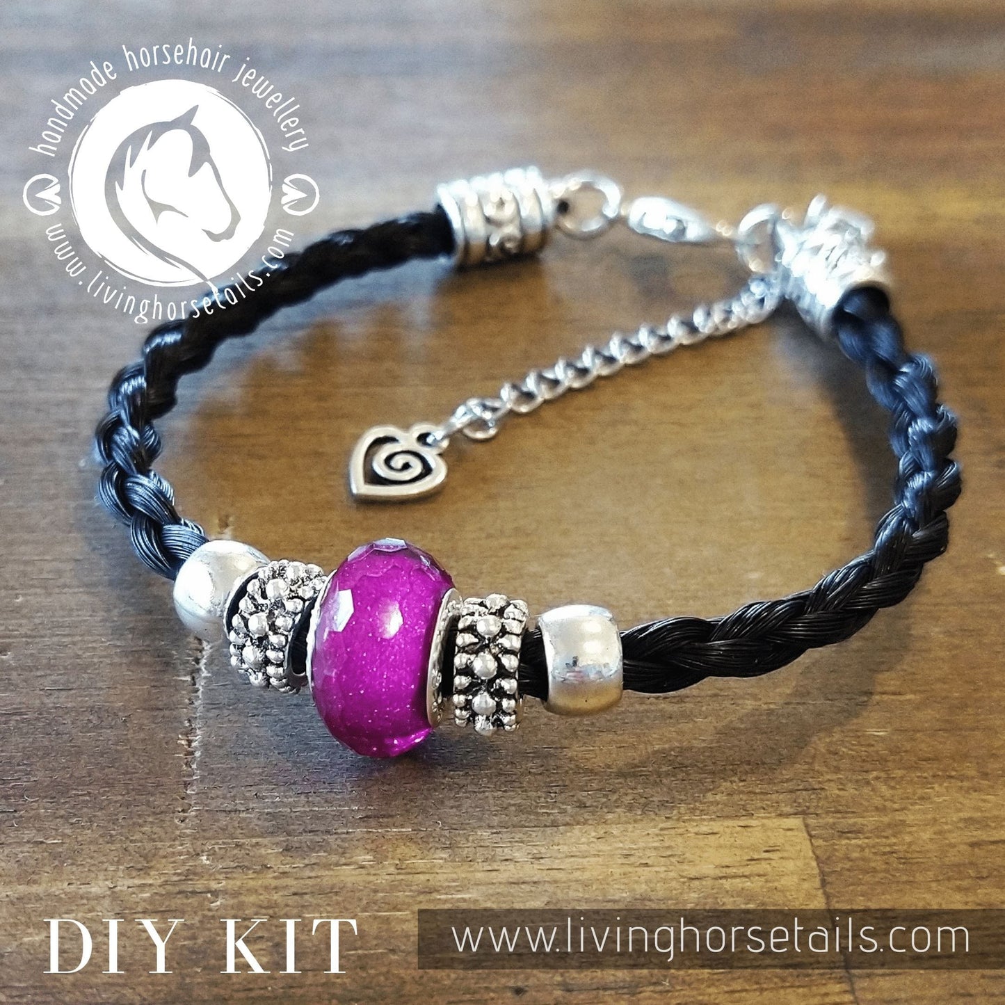 Double Up Kit - Make Your Own Horsehair Bracelet and Key Ring BONUS BEADS + CHARM Living Horse Tails Handmade Jewellery Custom Horse Hair Keepsakes Australia