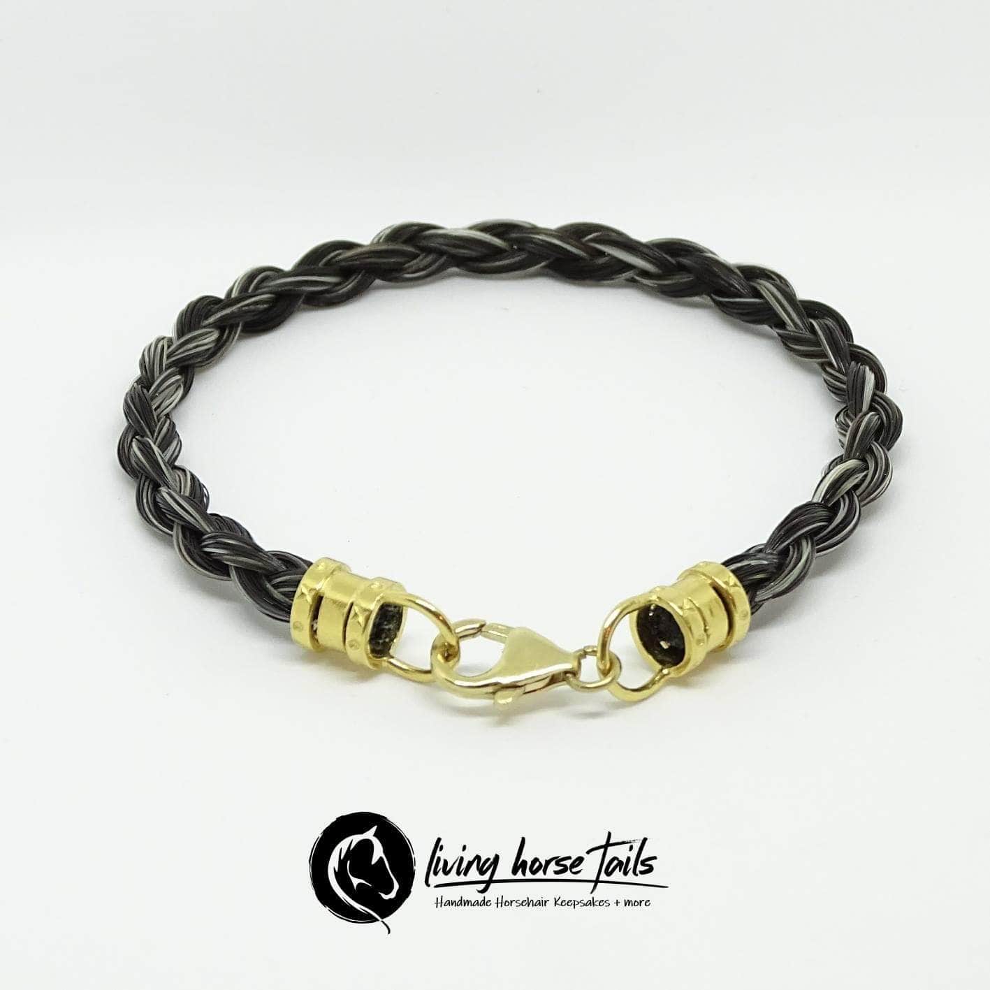 Living Horse Tails Gold Filled Bracelet with Horsehair Braid Custom jewellery Monika Australia horsehair keepsake